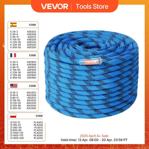 VEVOR 12.7mm Static Climbing Rope