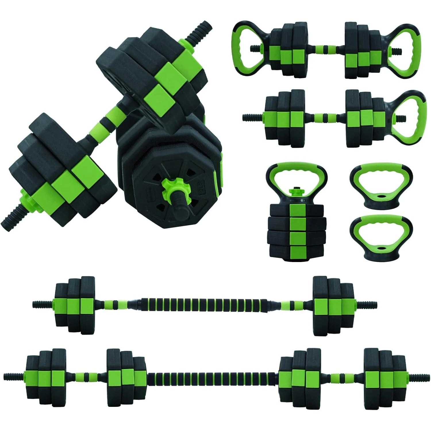 4-in-1 Adjustable Kettlebell &amp; Dumbbell Set – 66lbs/88lbs Home Gym Fitness Kit