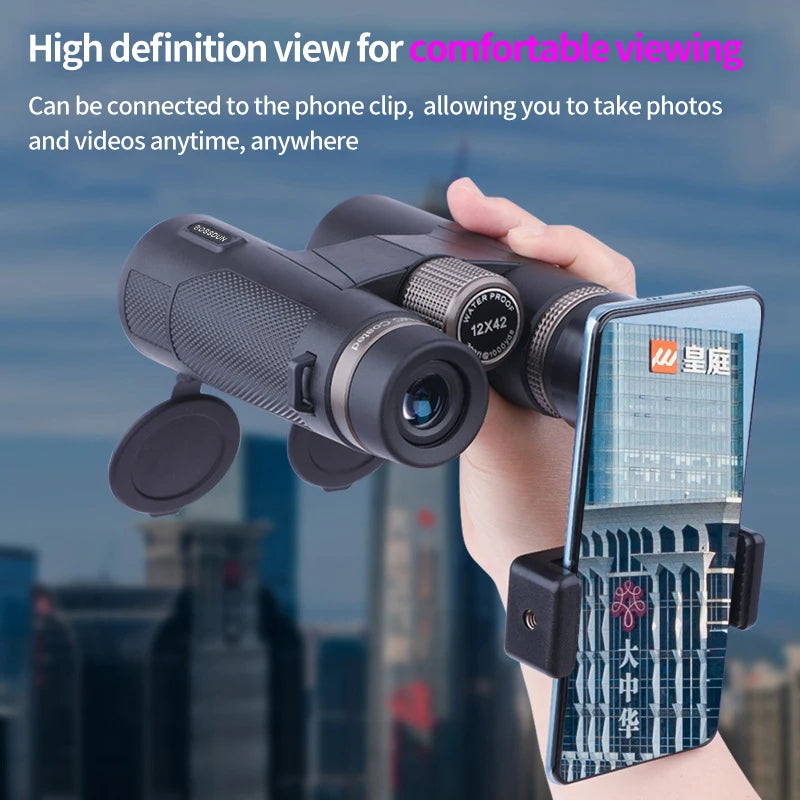 12x42 HD Professional Binoculars – ED Lens &amp; BAK4 Prism with Waterproof Metal Body