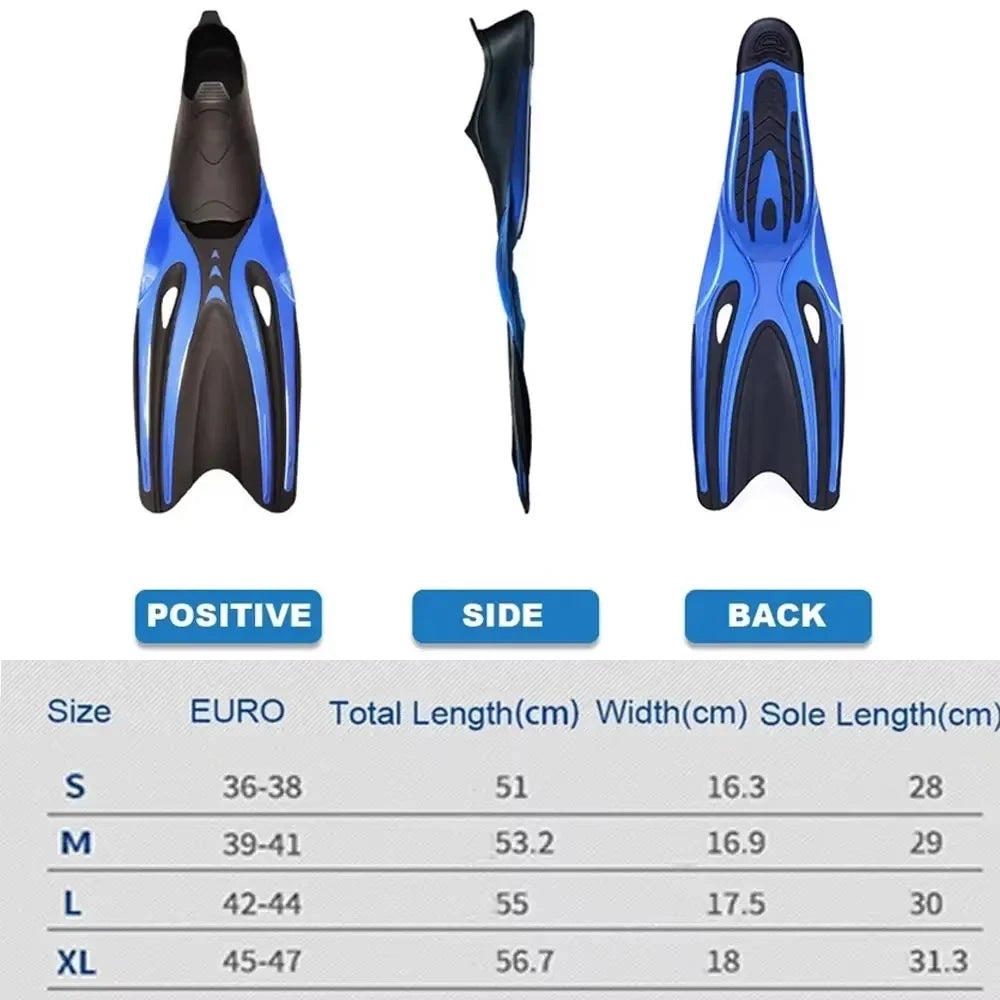 Professional Diving Fins – Flexible TPR Swim Flippers for Snorkeling &amp; Water Sports