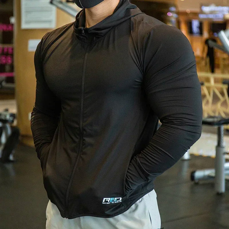 Men’s Ice Silk Quick-Dry Hooded Sports Jacket