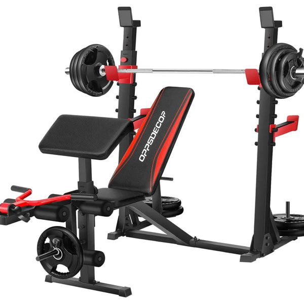 900LBS Weight Bench Set with Squat Rack