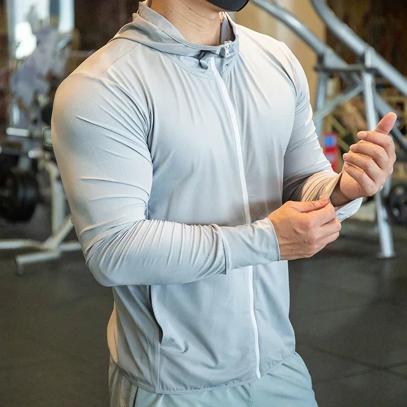 Men’s Ice Silk Quick-Dry Hooded Sports Jacket