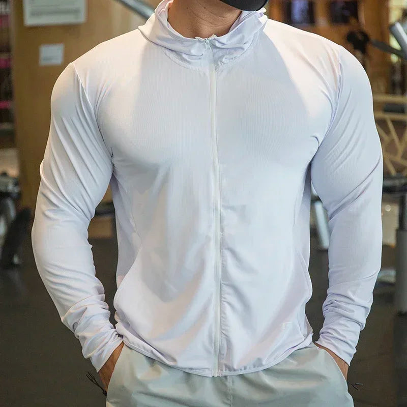 Men’s Ice Silk Quick-Dry Hooded Sports Jacket