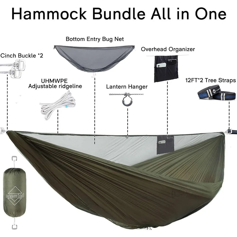 12Ft Camping Hammock with Mosquito Net