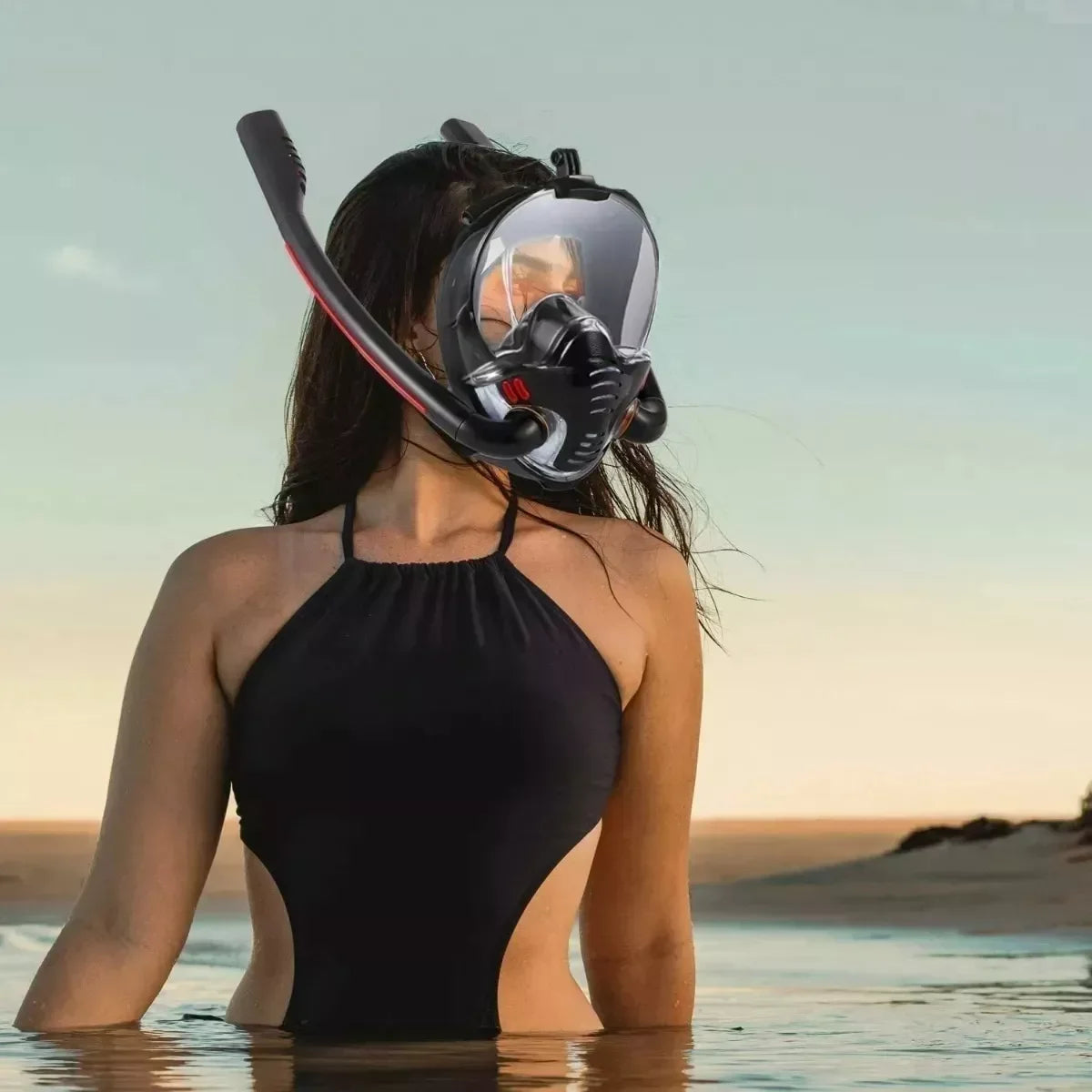 Double Tube Full Dry Snorkeling Mask – Silicone Diving Mask for Adults