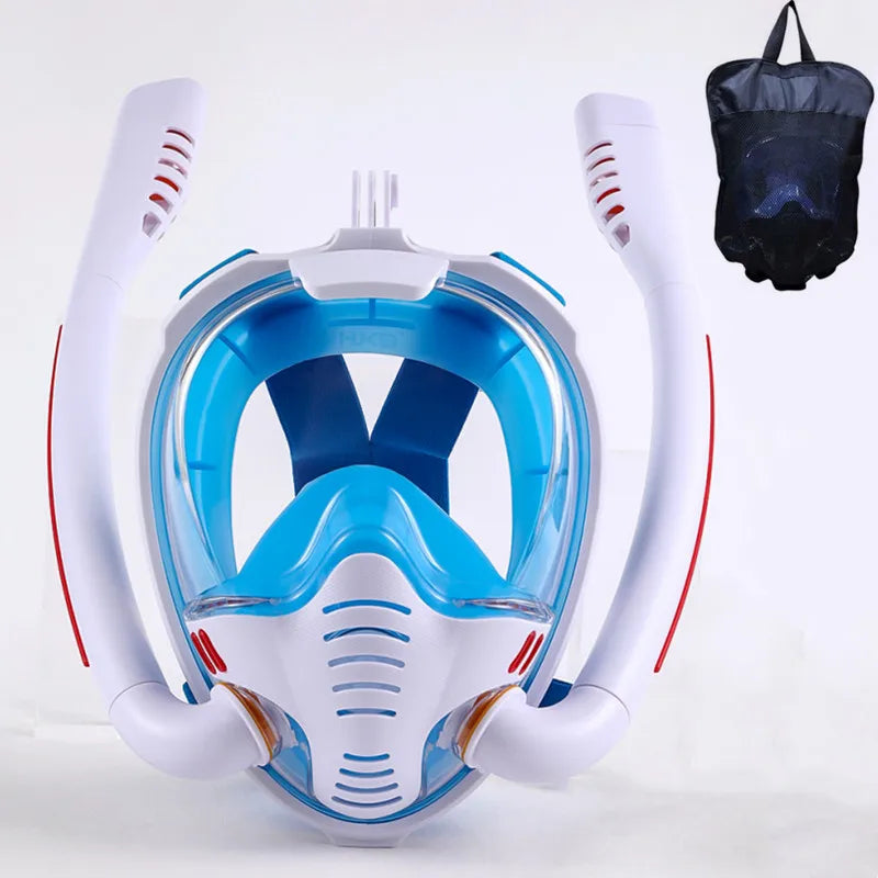 Double Tube Full Dry Snorkeling Mask – Silicone Diving Mask for Adults