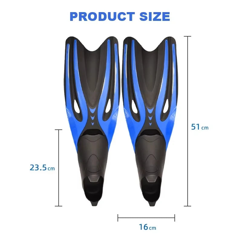 Professional Diving Fins – Flexible TPR Swim Flippers for Snorkeling &amp; Water Sports