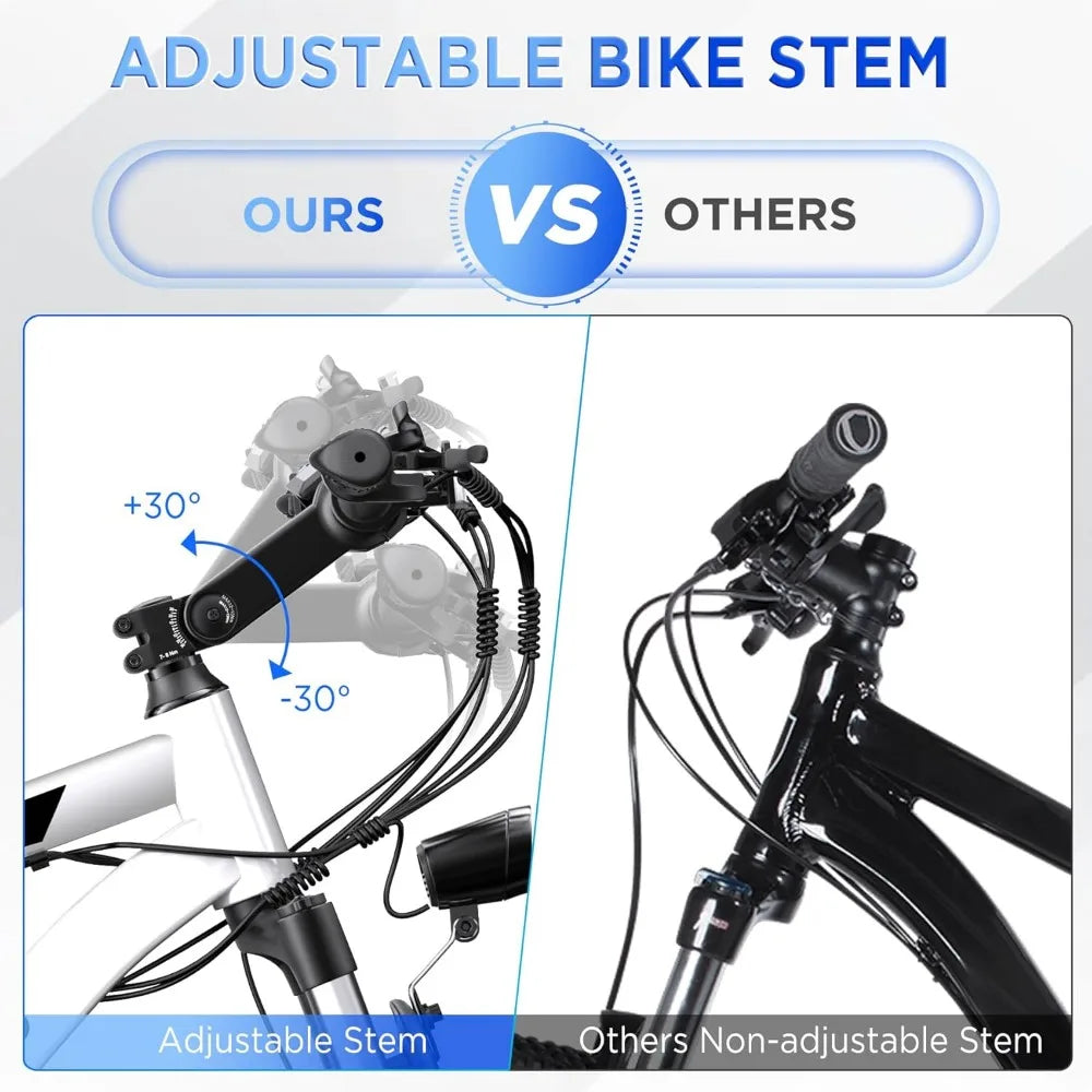26" 1000W Peak Electric Bike for Adults – Mountain E-Bike with Removable Battery