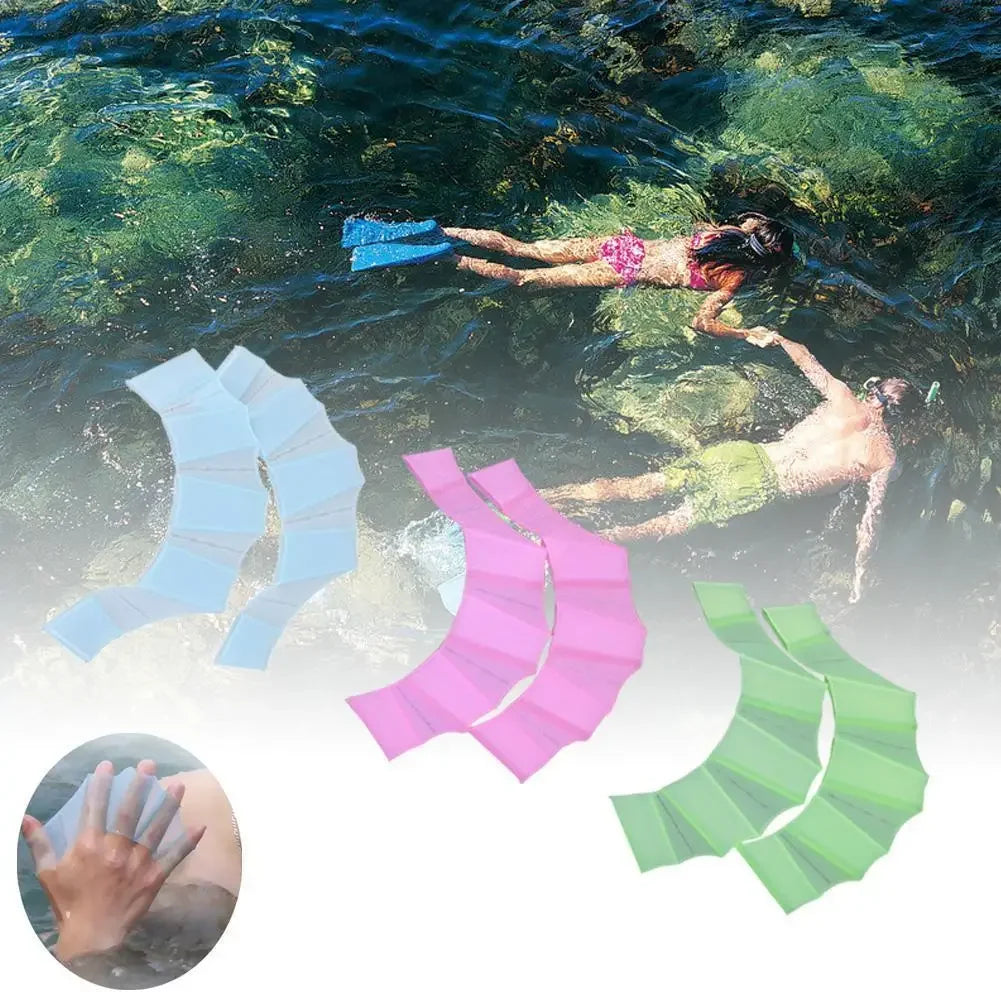 Silicone Swim Training Fins & Webbed Gloves – For Adults & Kids