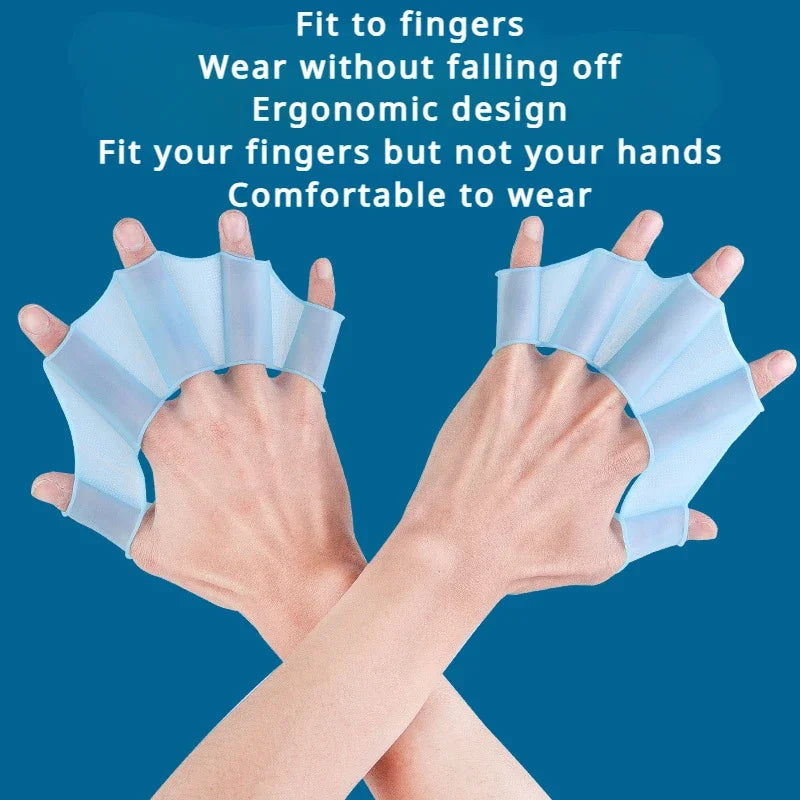 Silicone Swim Training Fins & Webbed Gloves – For Adults & Kids