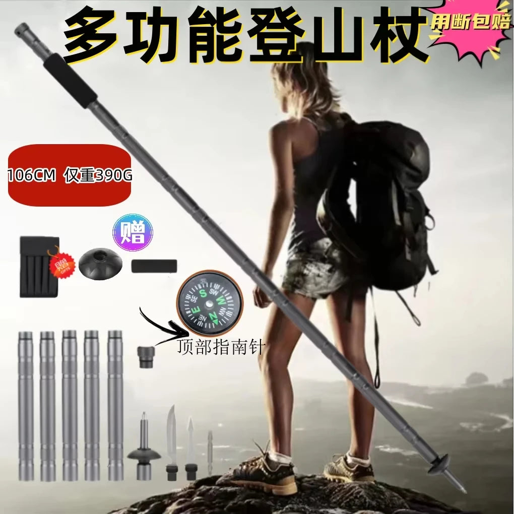 Folding Multifunctional Telescopic Hiking Poles – Ultralight Outdoor Camping Set