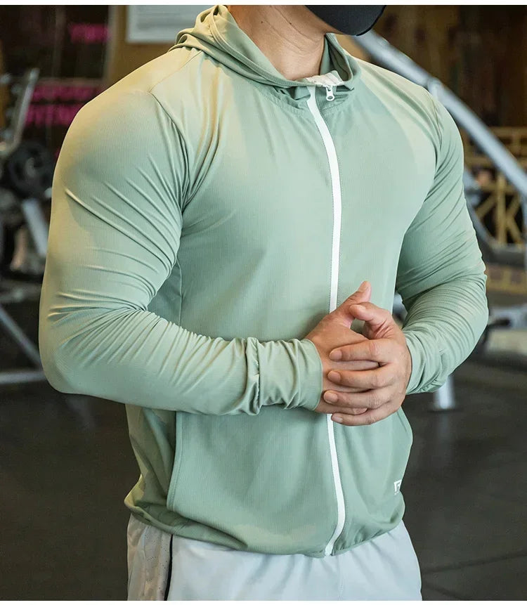 Men’s Ice Silk Quick-Dry Hooded Sports Jacket