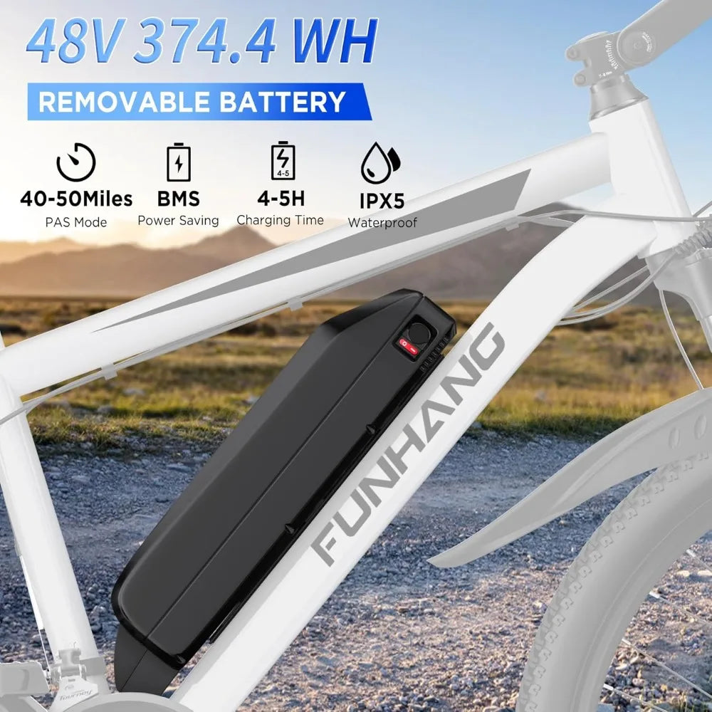 26" 1000W Peak Electric Bike for Adults – Mountain E-Bike with Removable Battery
